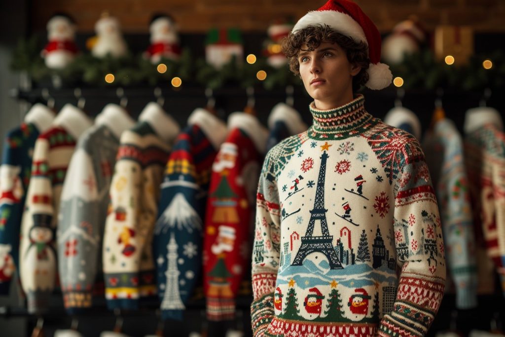 Des pulls de Noël rigolos pour chaque escale : une aventure mode autour du monde