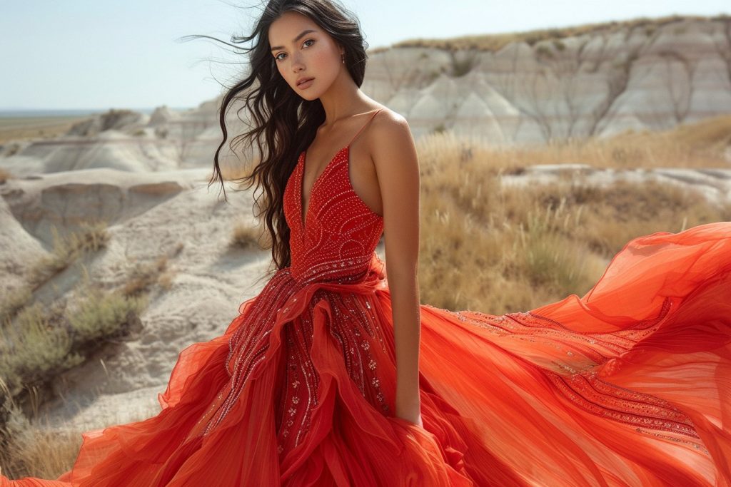 Élégance Nomade : La Robe de Princesse Rouge Réinventée pour Voyager avec Style