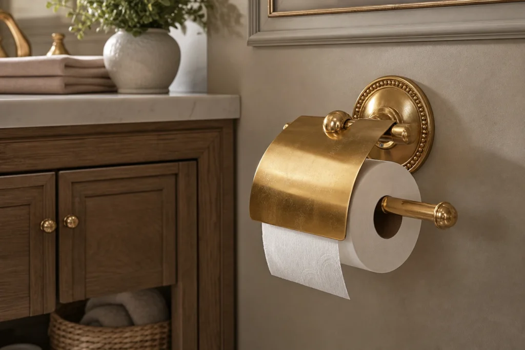 Porte-papier toilette doré : une touche précieuse dans vos wc