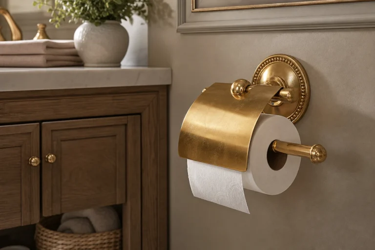 Porte-papier toilette doré : une touche précieuse dans vos wc