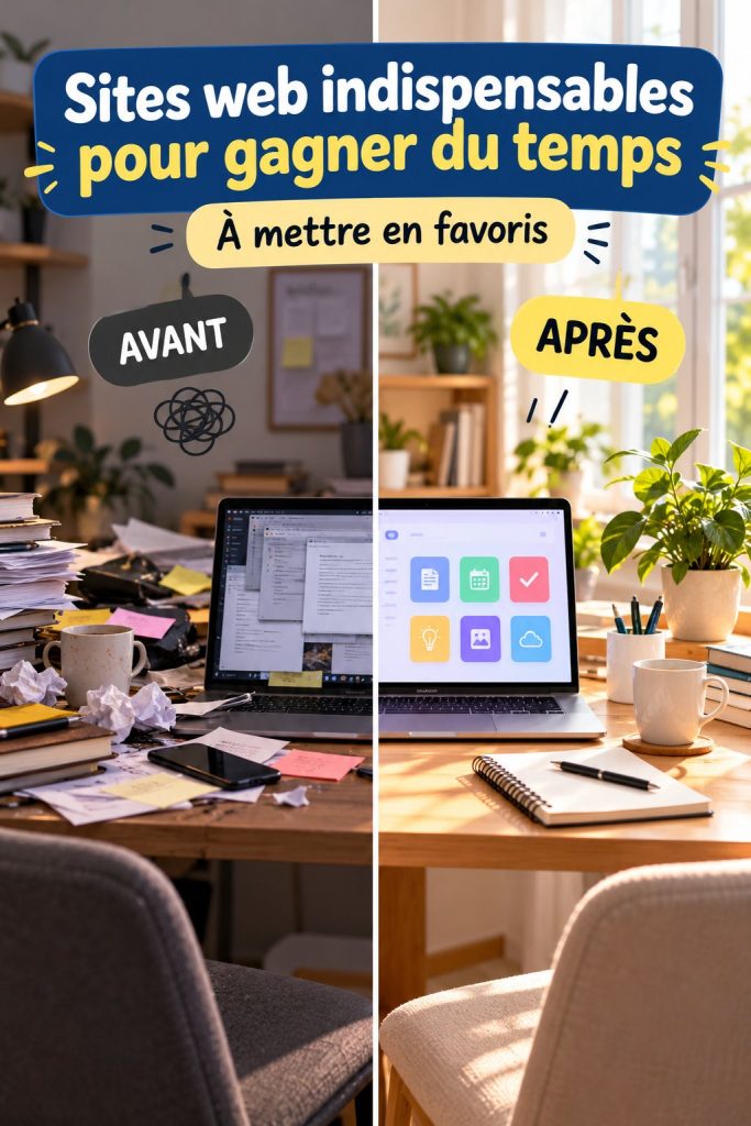 Un montage d'écrans d'ordinateurs affichant différents sites web utiles pour la gestion du temps.