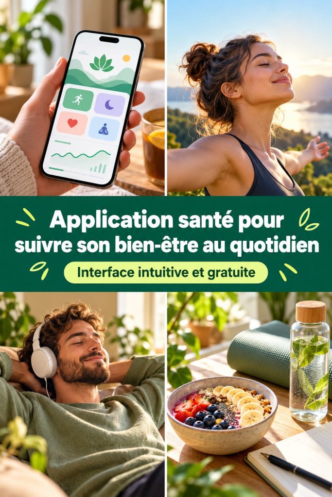Capture d'écran d'une application santé avec un suivi du bien-être quotidien
